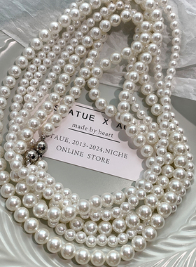 珍珠项链长款多层叠戴颈链气质