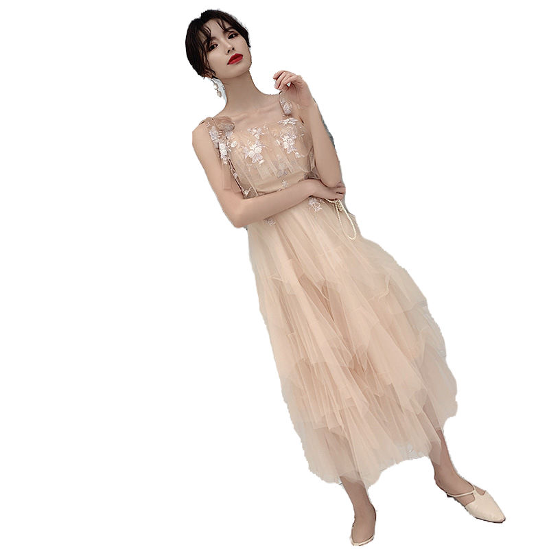 出租伴娘服女2024新款闺蜜姐妹团合唱团中长款显瘦演出派对小礼服