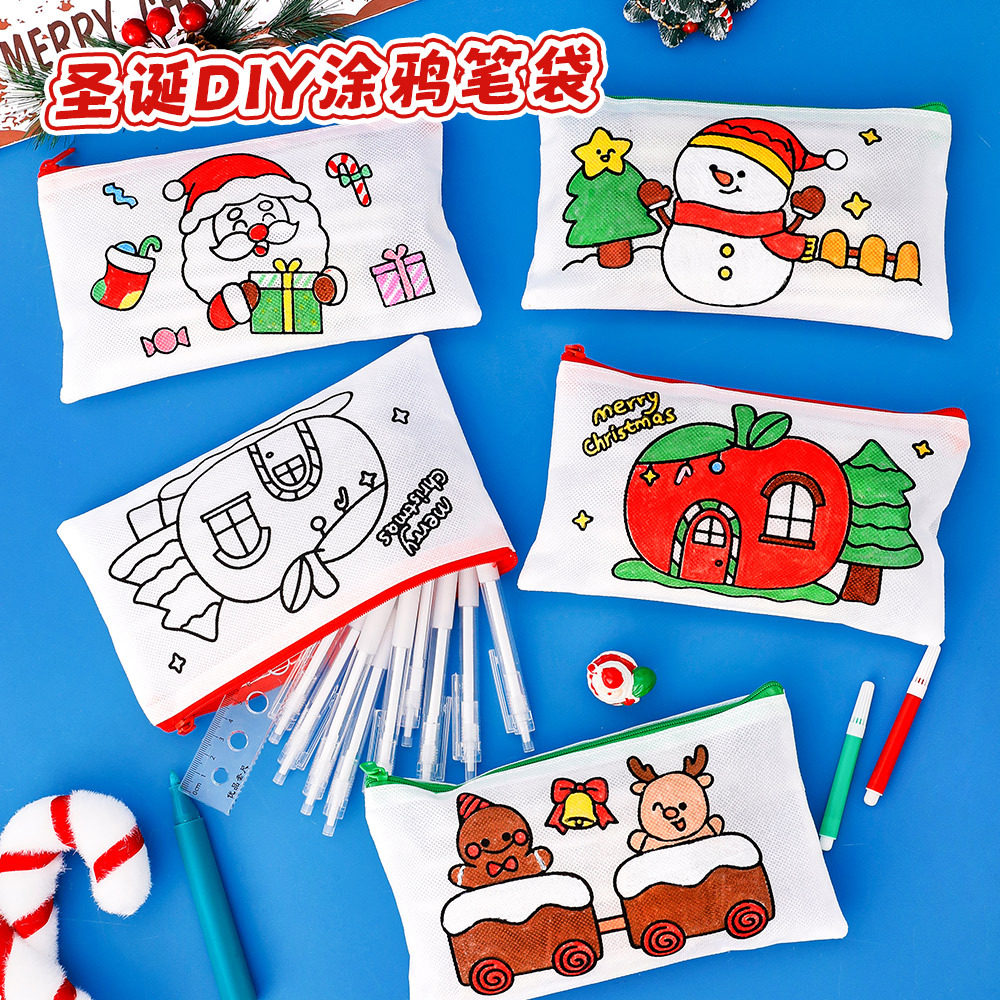 Cross-border Christmas graffiti pencil bag for toddlers
