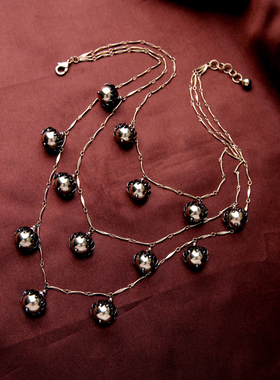 夸张欧美风格几何花朵宝石毛衣链