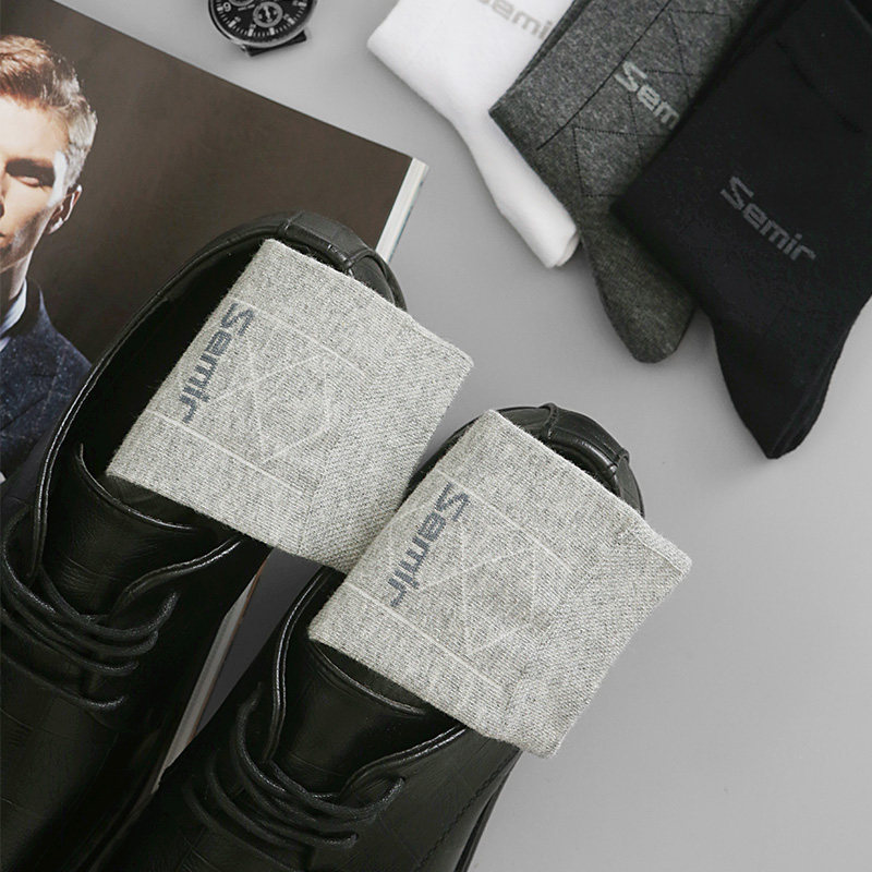 森马春秋纯棉黑防臭吸汗中筒男短袜 semir森马盛翊短袜/打底袜/丝袜/美腿袜