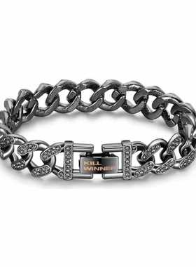 KILLIWNNER王嘉尔同款回到未来钛钢镶钻手链不掉色