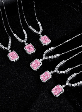 s925纯银闪亮银饰方糖轻奢风高级感项链小众时尚百搭气质爆款日韩