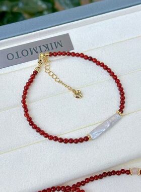 安哥拉红色系巴洛克一字银条淡水