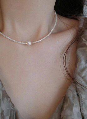 天然白色贝母钻石切割细项链女
