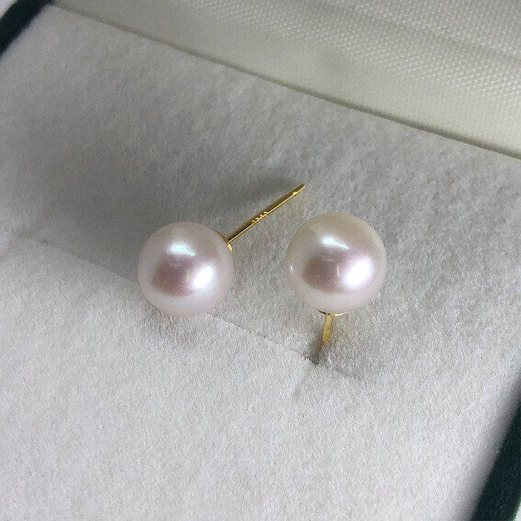 正圆无暇高亮媲美海水珠7-8mm淡水akoya珍珠耳钉纯银18K金耳环坠,淘宝优惠券,粉丝福利购,淘宝优惠卷