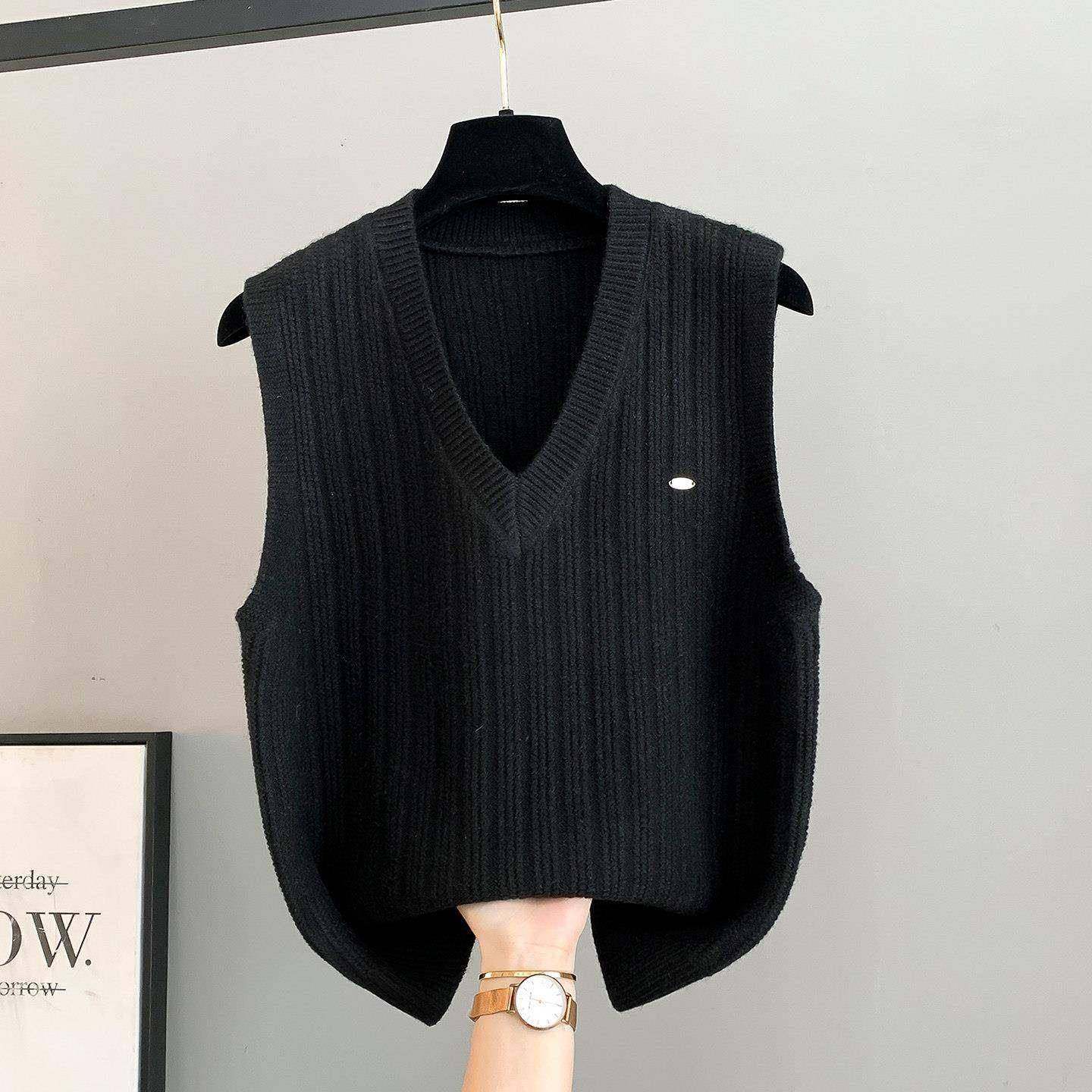 马甲女士外套2026新款春秋宽松外穿时尚V领针织背心毛衣坎肩0123e,淘宝优惠券,粉丝福利购,淘宝优惠卷