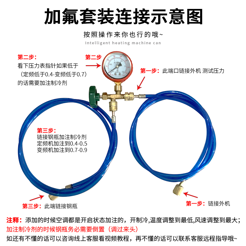 R22制冷剂家用空调制冷液空调雪种r410a冷媒氟利昂加氟工具套装 - 图2