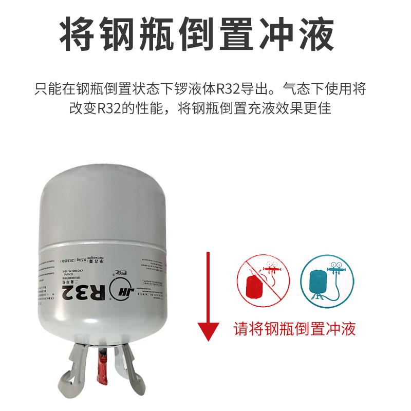 正品巨化r32家用空调氟利昂制冷剂冷媒雪种冰种制冷液制热9.5公斤 - 图2