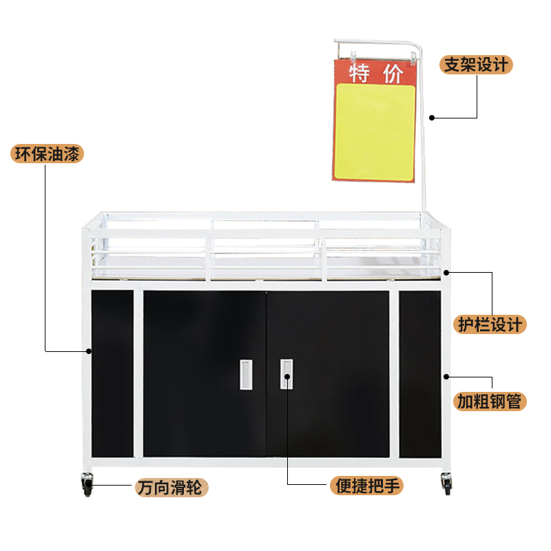 超市促销车甩货车展示架折叠摆摊花车货架特价车夜市小吃车售货车-图1