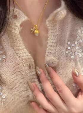 Prelude Jewels 设计师款  松果拉丝十字架颈链独特精致轻奢项链