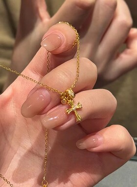 不掉色十字架吊坠转运环闪钻女配饰春夏新品锁骨链日常百搭