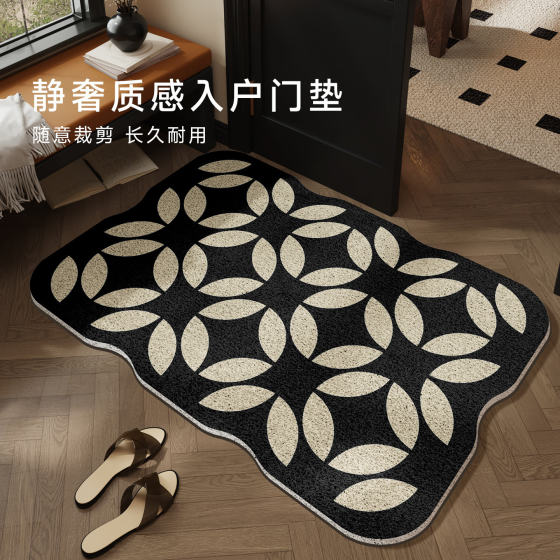 Entrance door wire ring anti-slip floor mat 2026 new geometric pattern entrance door mat stain-resistant and cuttable carpet