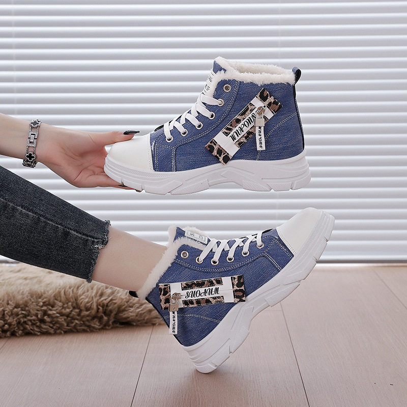 新款加绒帆布高帮女鞋2025冬季厚底增高休闲鞋运动马丁靴女MX006,淘宝优惠券,粉丝福利购,淘宝优惠卷