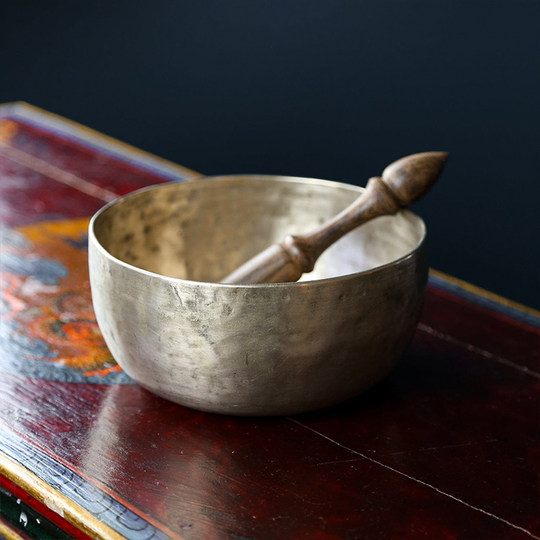OM空间塔多巴蒂古董老颂钵冥想静心尼泊尔手工铜钵赠敲棒磨棒课程