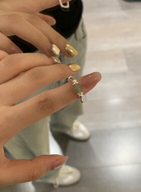 s925纯银碎银子和田玉戒指女简约手工设计2026年新款轻奢原创设计