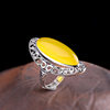 Chun Feng Si Han Literary Retro Distressed Thai Silver Handmade 925 Silver Jewelry Exaggerated Women's Faceted Blue Sandstone Ring
