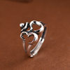 Chunfeng Sihan s925 sterling silver retro craft open ring women's niche Sanskrit word ring