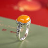 Chunfeng Sihan s925 silver aged Thai silver square beeswax ring women's niche design retro versatile open ring