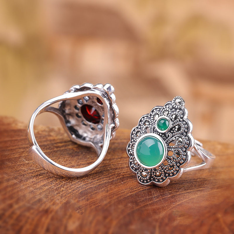 Chunfeng Sihan Literary Retro Thai Silver Bracelet S925 Silver Jewelry Trendy Versatile Women's Pomegranate Ring