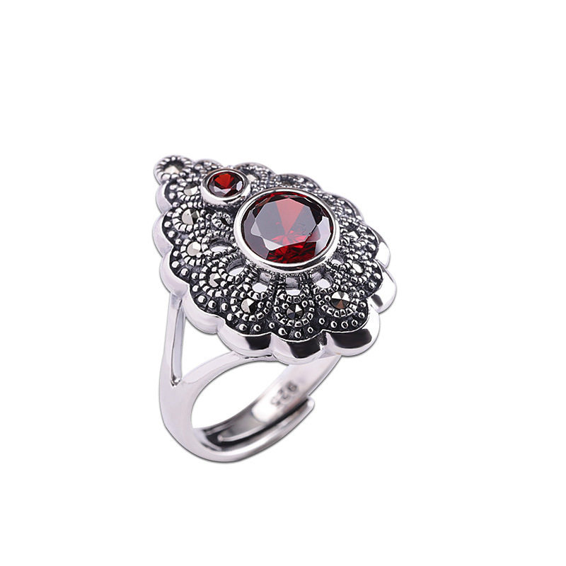 Chunfeng Sihan Literary Retro Thai Silver Bracelet S925 Silver Jewelry Trendy Versatile Women's Pomegranate Ring