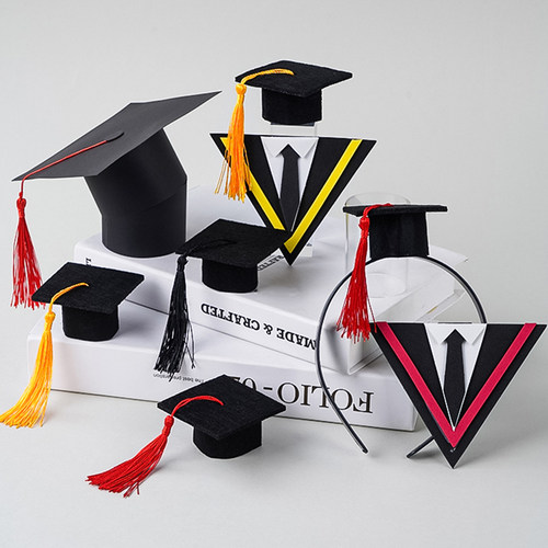 2025毕业季学生博士帽蛋糕装饰学士服高中考毕业典礼流苏帽子配件 - 图2