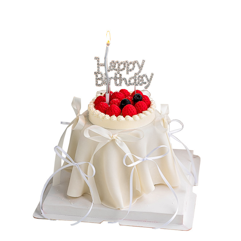 水晶插牌生日快乐女神唯美蛋糕装饰品丝带蝴蝶结女生烘焙节日装扮,淘宝优惠券,粉丝福利购,淘宝优惠卷