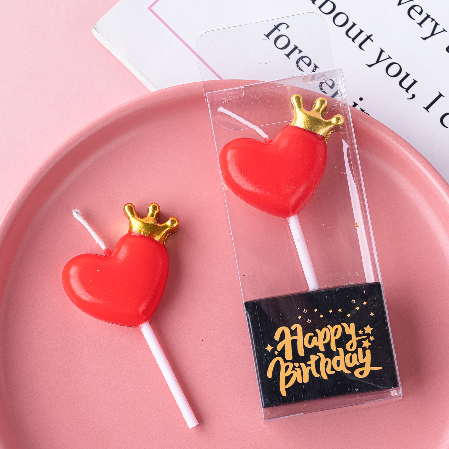 网红情人节蛋糕装饰皇冠桃心爱心蜡烛插件情侣告白表白生日装扮,淘宝优惠券,粉丝福利购,淘宝优惠卷