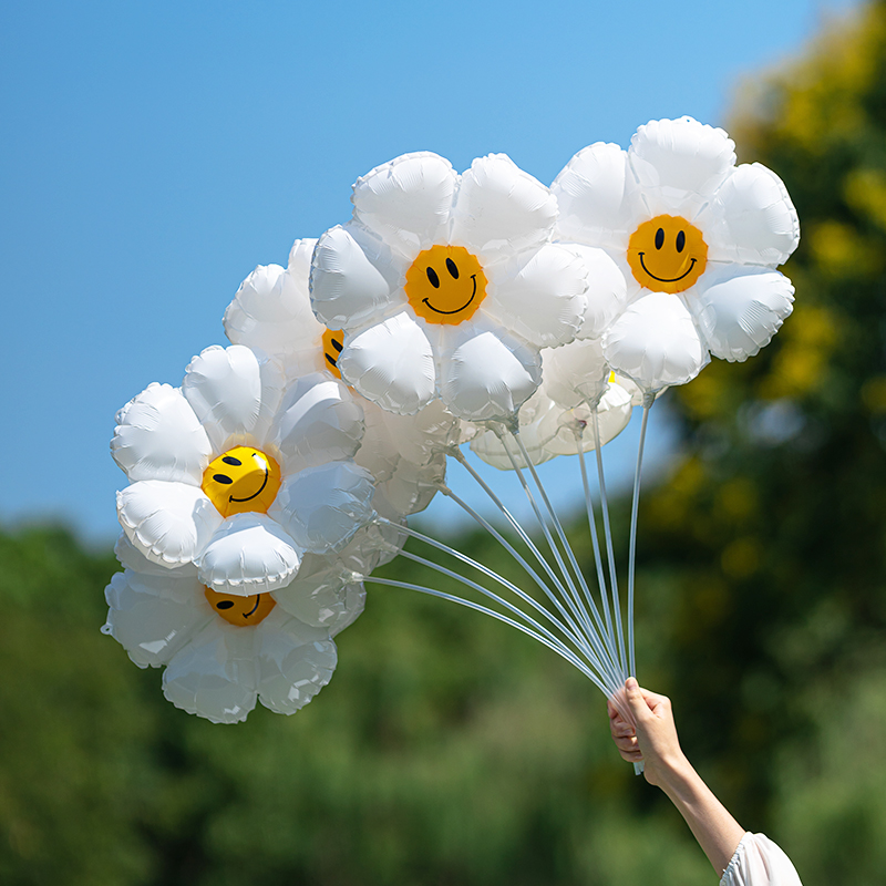 卡通铝膜气球大中小号派对装饰布置道具汽球小清新花朵小雏菊造型 - 图0