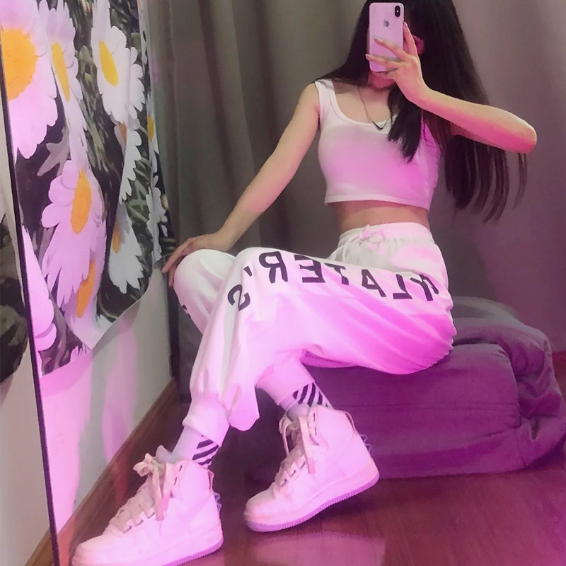 夏季速干jazz白色爵士休闲潮运动裤 猫仕休闲裤