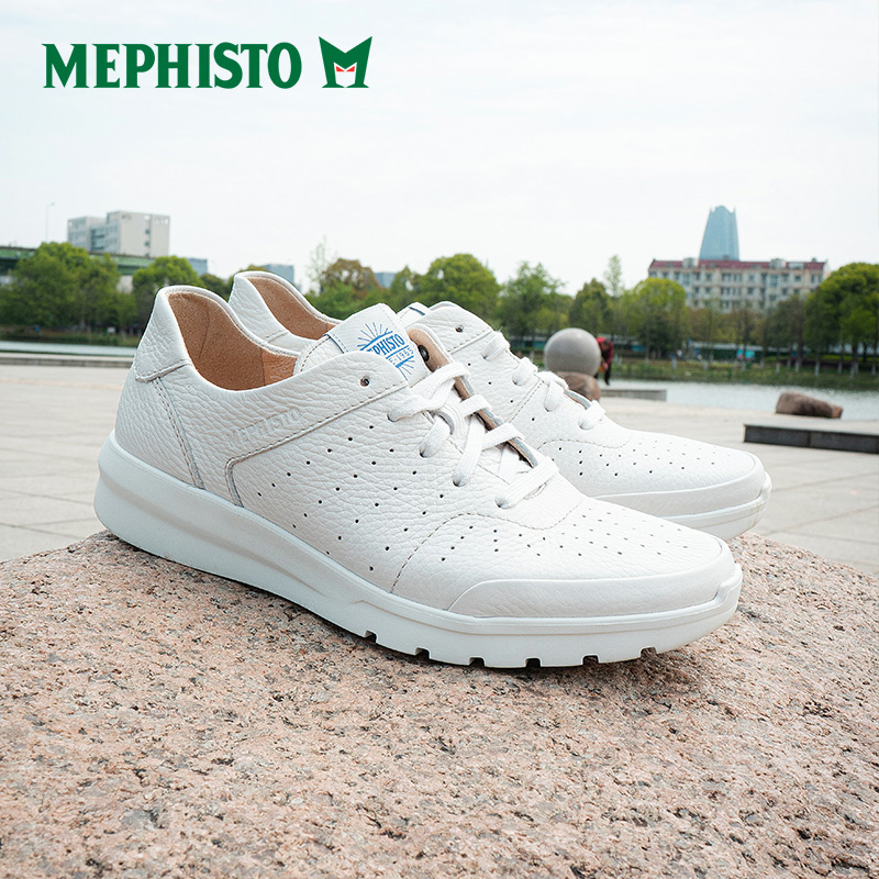 MEPHISTO/马飞仕图2024新款打孔小白鞋真皮透气百搭休闲鞋WAREN-图0