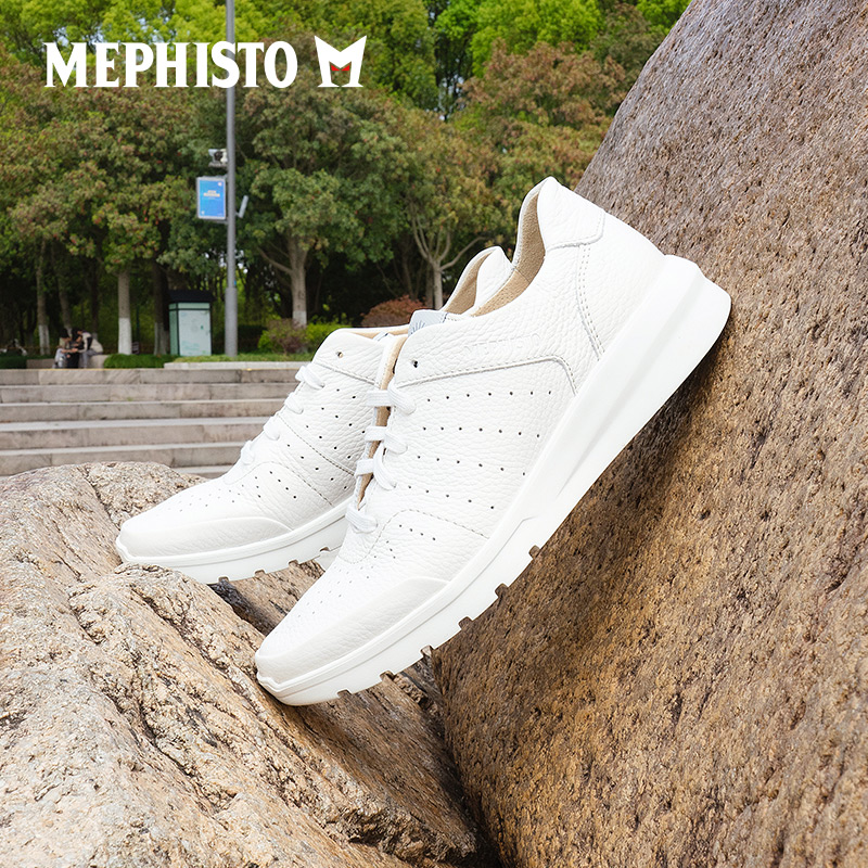 MEPHISTO/马飞仕图2024新款打孔小白鞋真皮透气百搭休闲鞋WAREN-图1