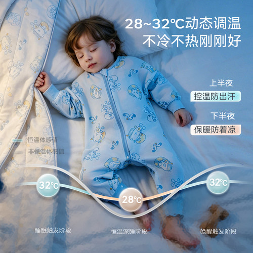 ibabyX奈娃家族恒温宝宝睡袋薄款夏季纱布儿童睡袋空调房四季通用 - 图1