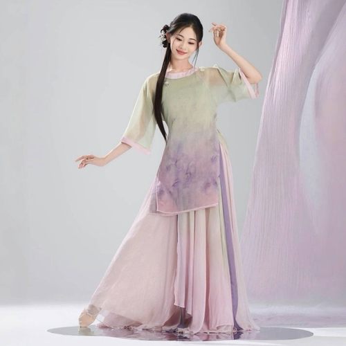 古典舞演出服女飘逸新款国风大摆裙中国民族舞剧目表演艺考练功服 - 图2