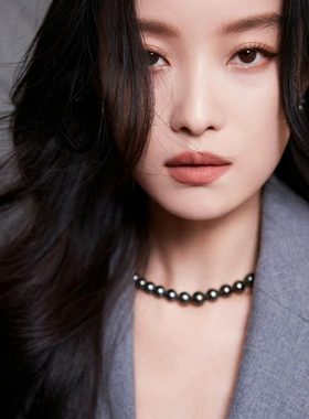倪妮同款大溪地黑珍珠项链女施家真多麻银灰色珍珠锁骨链耳钉B758