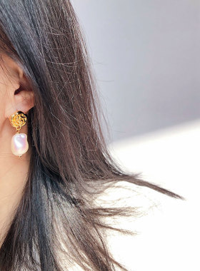 黄铜镀金复古vintage巴洛克珍珠