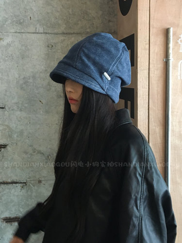 美式复古冷帽｜素颜遮脸渔夫帽堆子女秋冬黑色街头休闲显脸小包头 - 图1