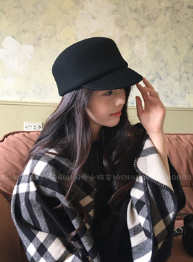 羊毛呢马术帽* 高品质小香风贝雷帽骑士礼帽海军毛毡帽女