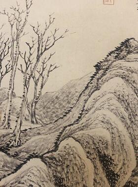 中式复古风景装饰画清吴历山水册页复制画无框美l术纸装饰画23X30