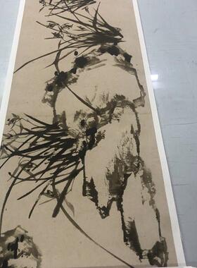 清郑板桥荆棘从兰图卷名家仿古p国画长卷墨兰墨竹卷轴装饰画
