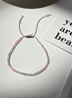 学生闺蜜款磨砂玻璃米珠清纯甜美