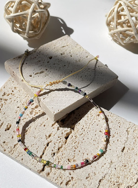 女生进口米珠可爱同色系极细手链