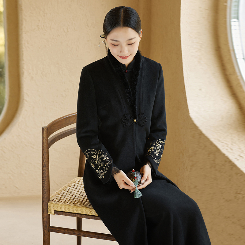 禅意茶服女秋冬季中国风唐装上衣新款外套改良居士服旗袍外搭加厚-图2