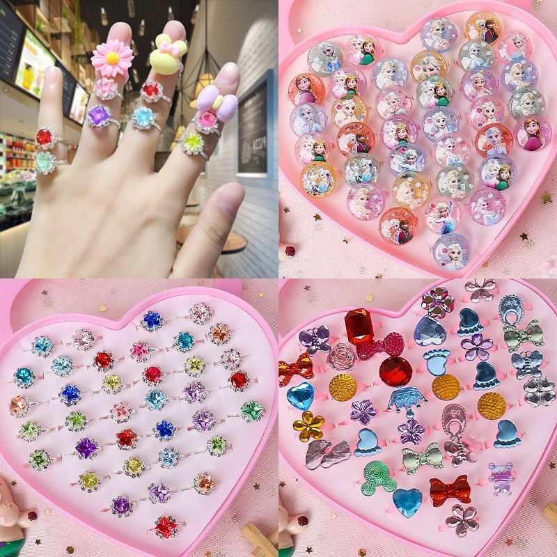 Cute ring children girl makeup toy cartoon animal ring princess ring birthday gift tiara toy