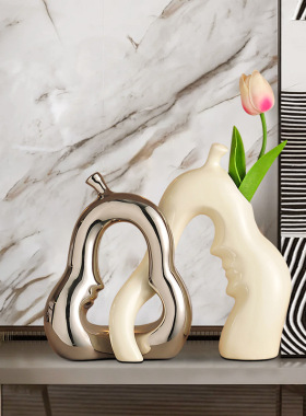 永不分离陶瓷花瓶装饰品现代轻奢家居客厅电视柜酒柜书房创意摆件