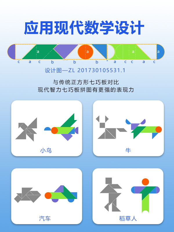 现代智力七巧板拼图幼儿园礼品儿童益智早教玩具小学生比赛套装 - 图0