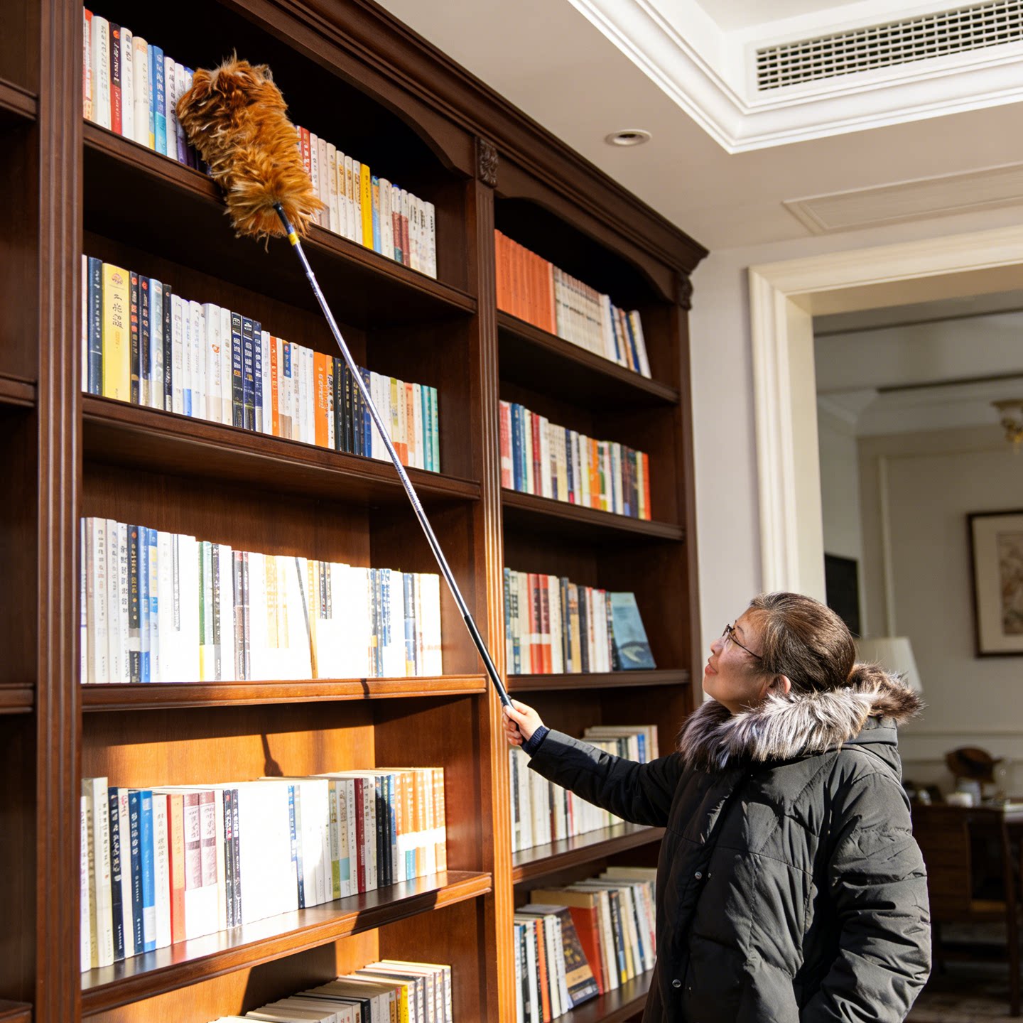 赵氏贡掸可伸缩除尘掸加长超长鸡毛掸子别墅博物馆图书馆车间保洁