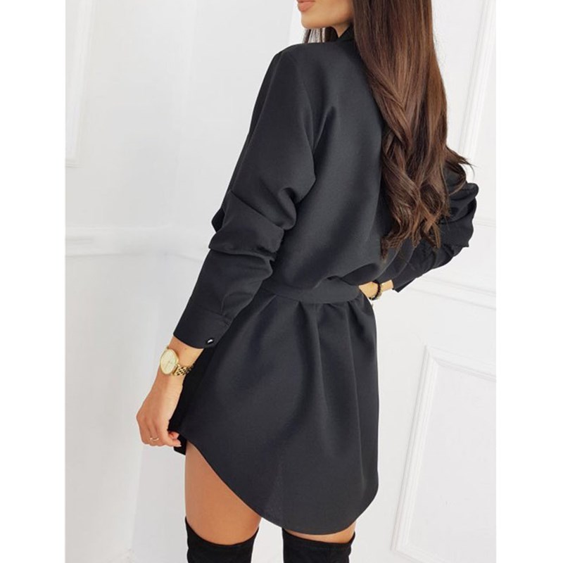 Mini Ladies Dresses Dames Casual Plain Streetwear vestidos-图3