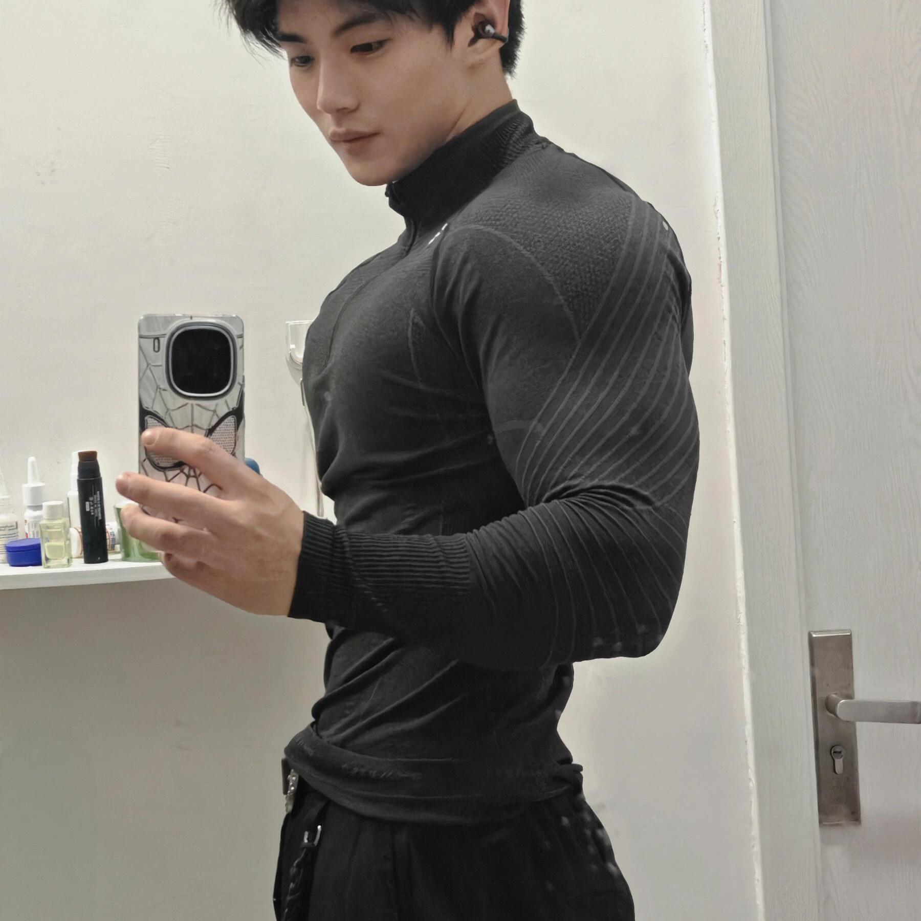 半拉链无缝提花健身紧身衣长袖高弹训练服显肌肉教练打底速干上衣,淘宝优惠券,粉丝福利购,淘宝优惠卷