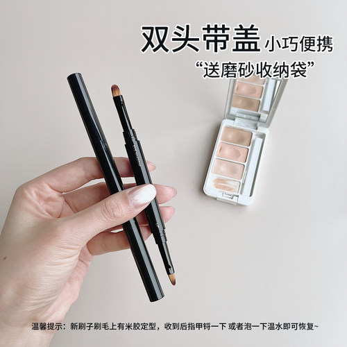 双头带盖便携式遮瑕刷精细泪沟刷唇刷口红刷唇线笔刷扁头小遮痘印 - 图3